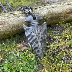 Pfeilspitze mit Vegvesir Wikinger Halskette Edelstahl